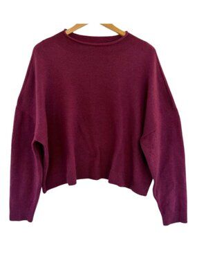 Sonoma Goods For Life Boxy Knit Pullover Sweater Size Large Plum Purple Cropped